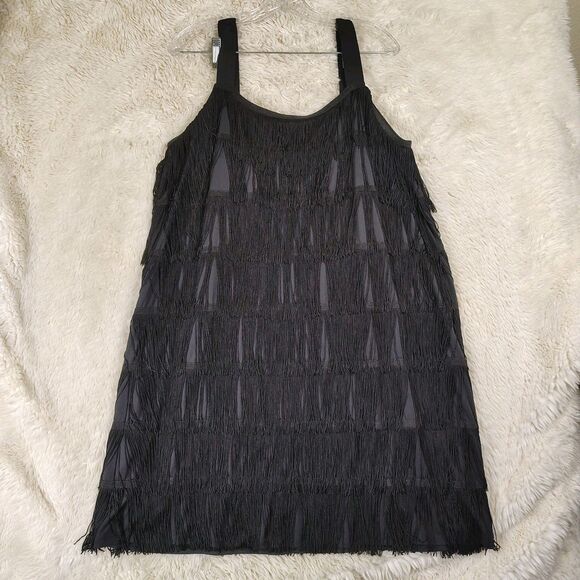Flapper Girl Fringe Dress Black INC Sz 1X - Picture 1 of 7